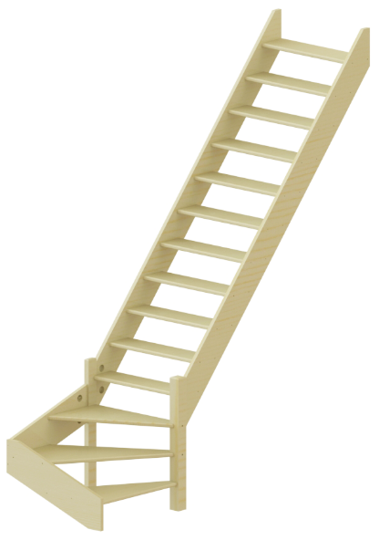 Лестница ЛС-14м без подступенков П сосна (без поручня)