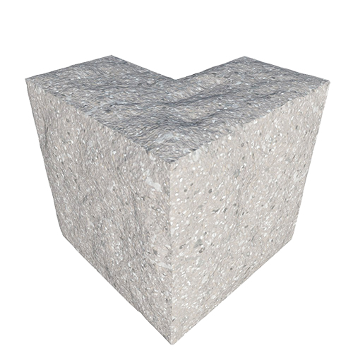 Сплитерный перегородочный Г-образный полублок ССПГ 19 белый цемент с мраморной крошкой желтый