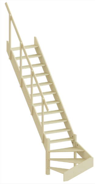 Лестница ЛС-14м без подступенков Л бук (с поручнем)