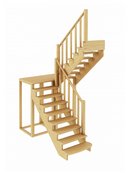 Лестница К-004м/2 без подступенков П дуб