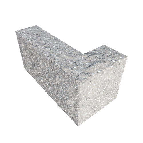 Сплитерный перегородочный Г-образный блок ССПГ 39 белый цемент с мраморной крошкой коралл